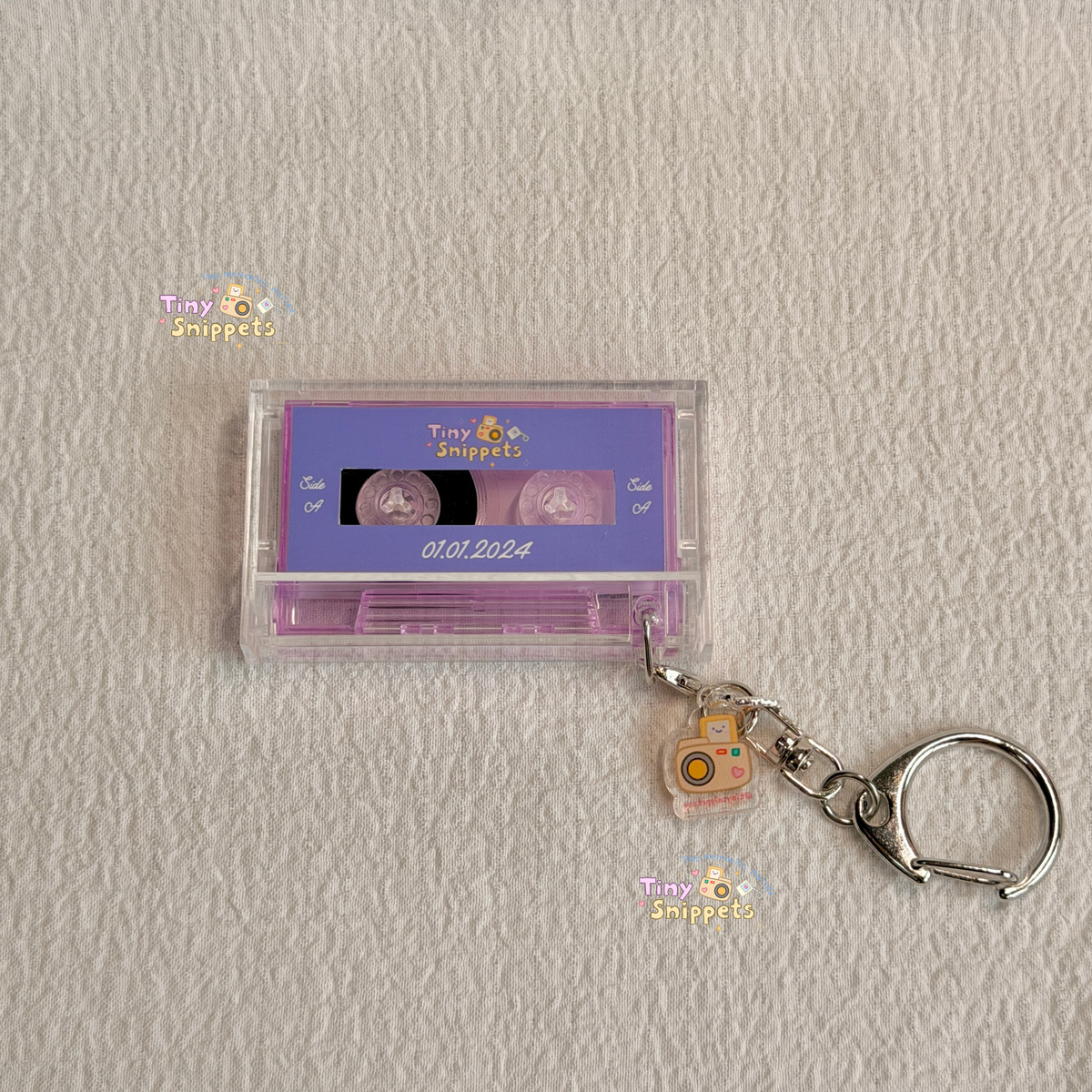 Custom Mini Cassette Photo Keychain with Music NFC