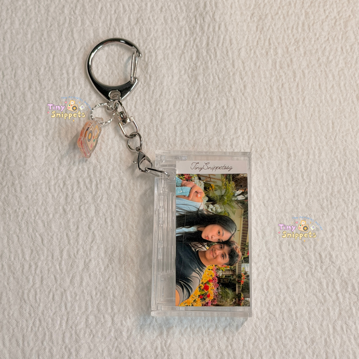 Custom Mini Cassette Photo Keychain with Music NFC