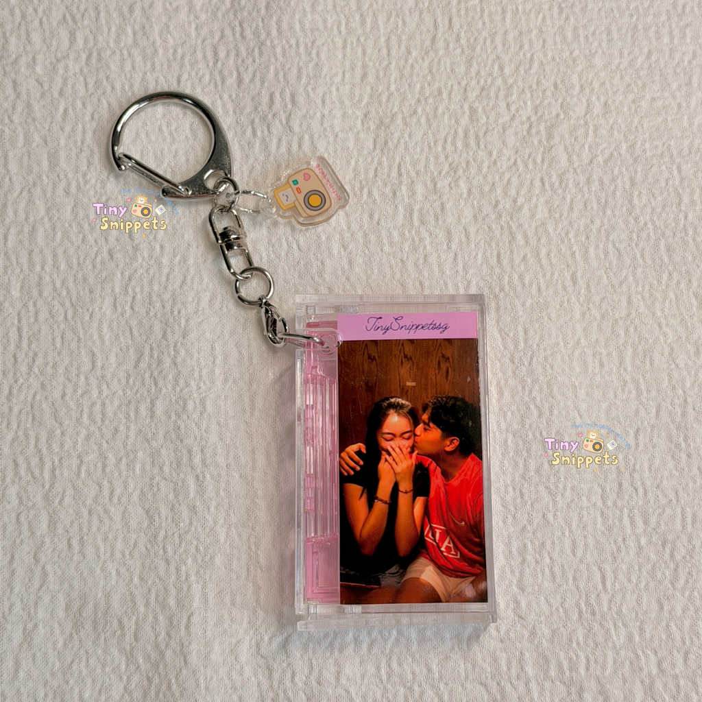Custom Mini Cassette Photo Keychain with Music NFC