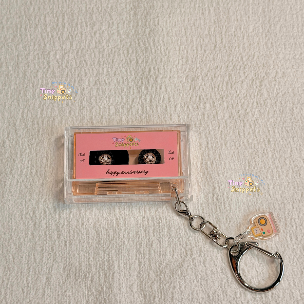 Custom Mini Cassette Photo Keychain with Music NFC