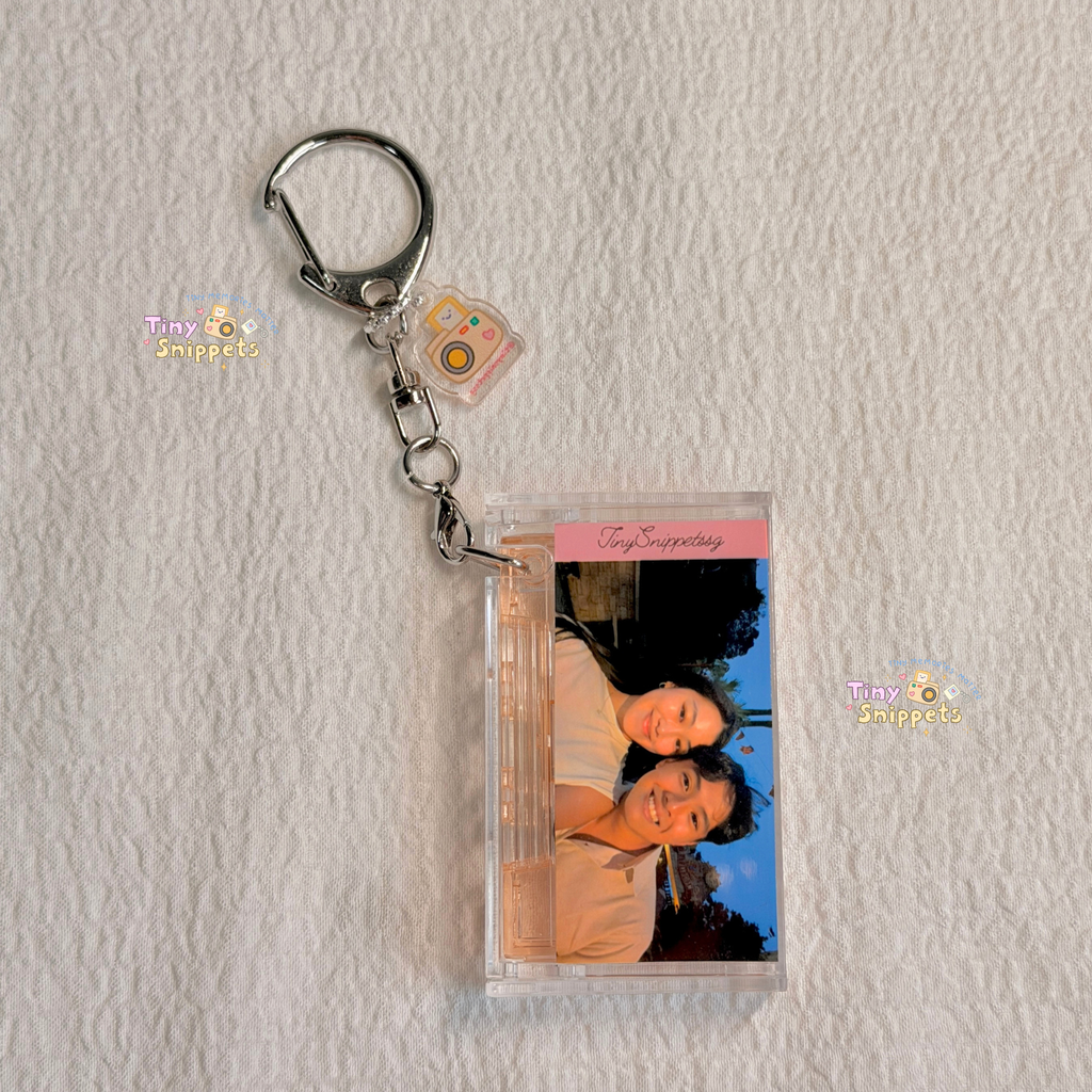 Custom Mini Cassette Photo Keychain with Music NFC