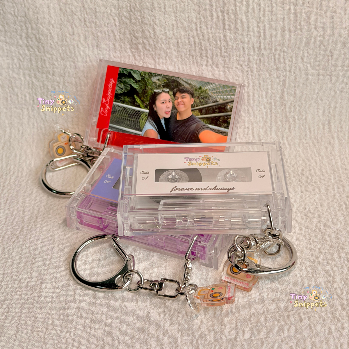 Custom Mini Cassette Photo Keychain with Music NFC