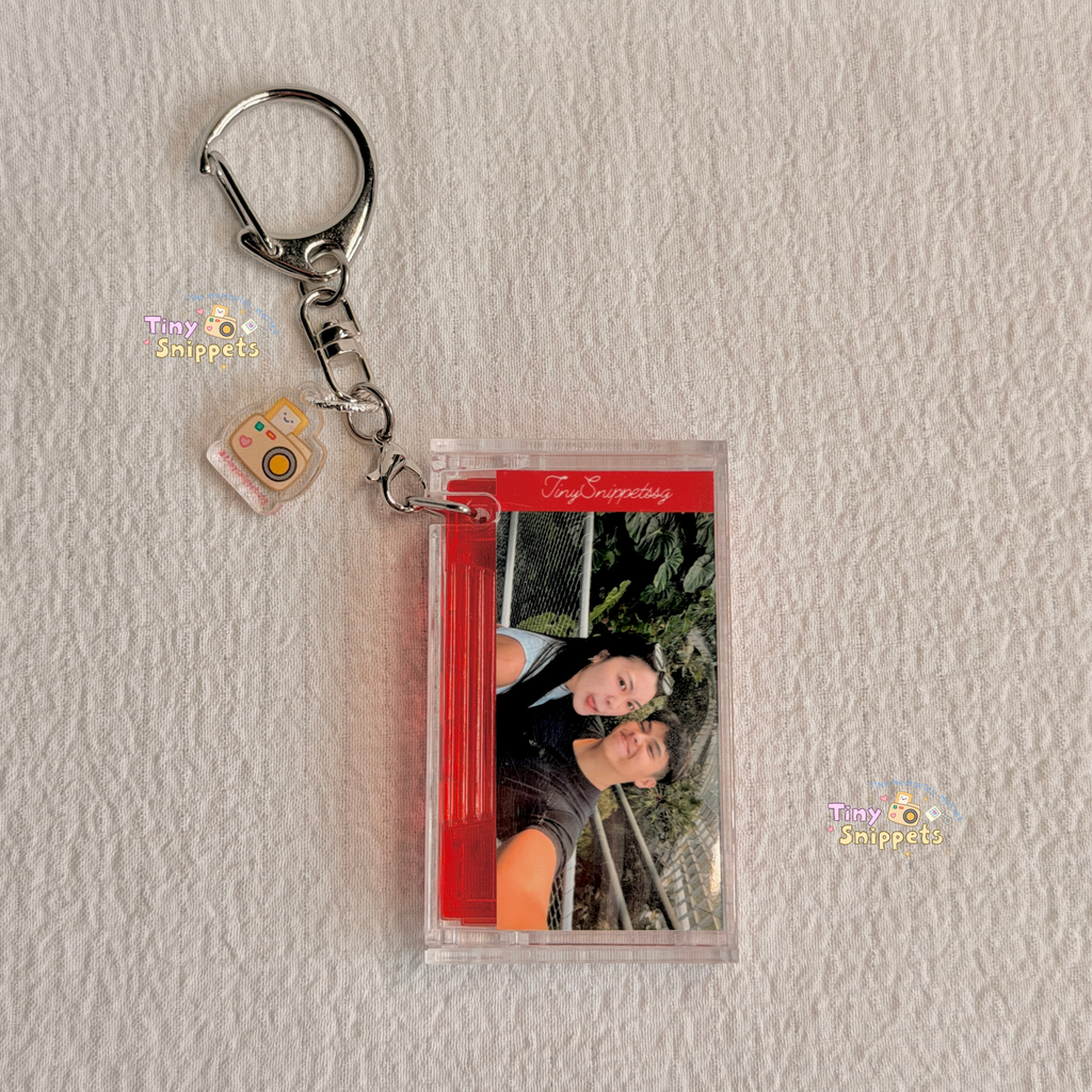 Custom Mini Cassette Photo Keychain with Music NFC