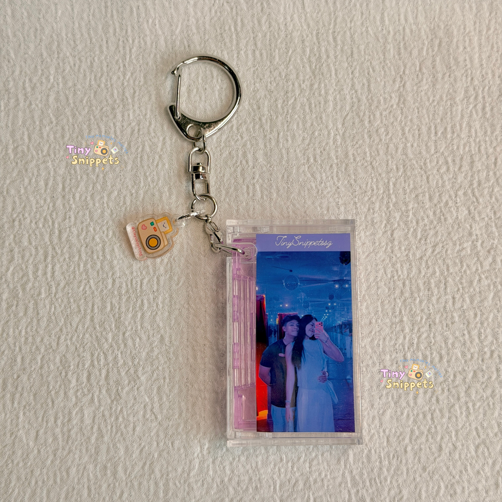 Custom Mini Cassette Photo Keychain with Music NFC