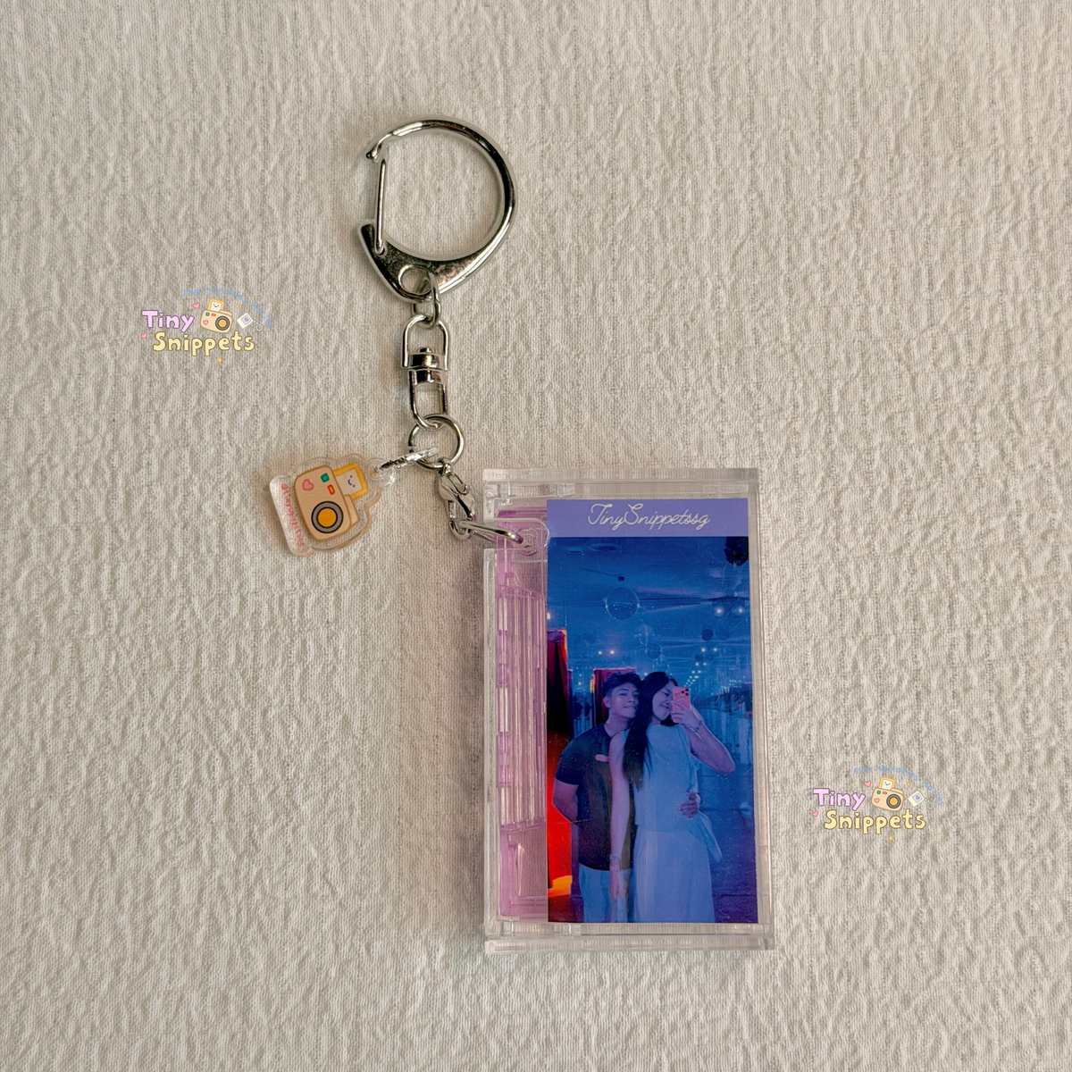 Custom Mini Cassette Photo Keychain with Music NFC
