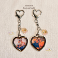 Custom Premium Metal Heart Laminated Photo Keychain